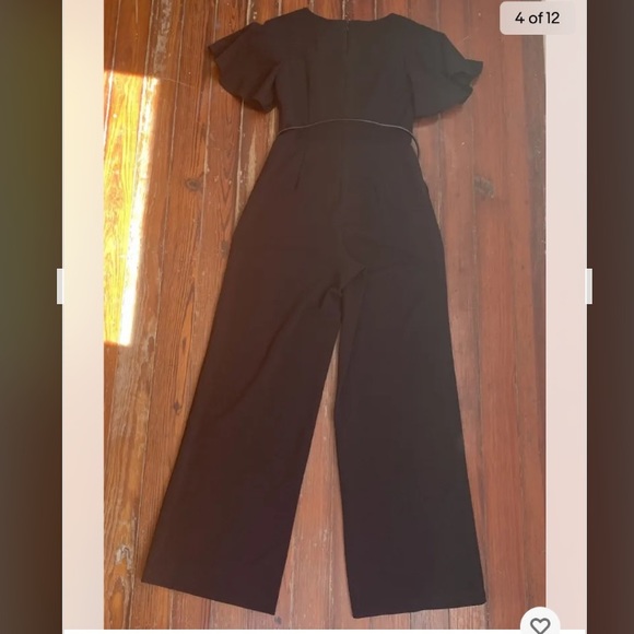 Calvin Klein Womens Wide Leg Jumpsuit Jumper Black  Belt Short Sleeve - Picture 14 of 15